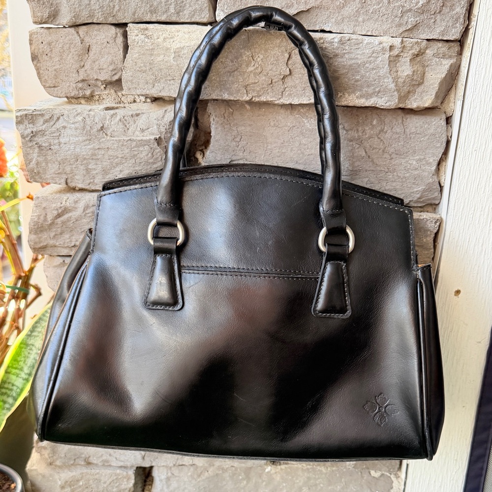 Patricia Nash Marianna Leather Top Handle Black Satchel